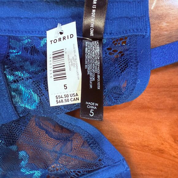 NEW Torrid Women's Bra 5 Sea Jet Blue Emma Lace Underwire Plus size TEAL - Picture 5 of 5